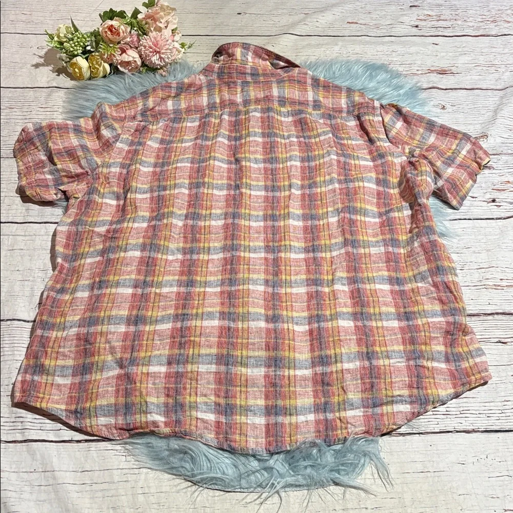 Levi's Standard Fit Red and Yellow Plaid Button Down Short Sleeve Shirt sz XL